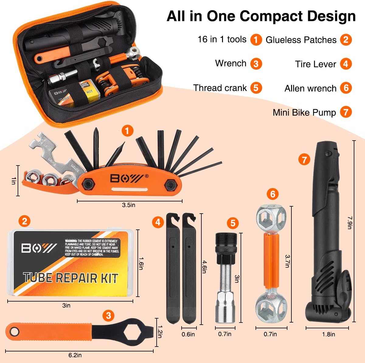 Bicycle Repair Bag With Tire Pump - Image 6