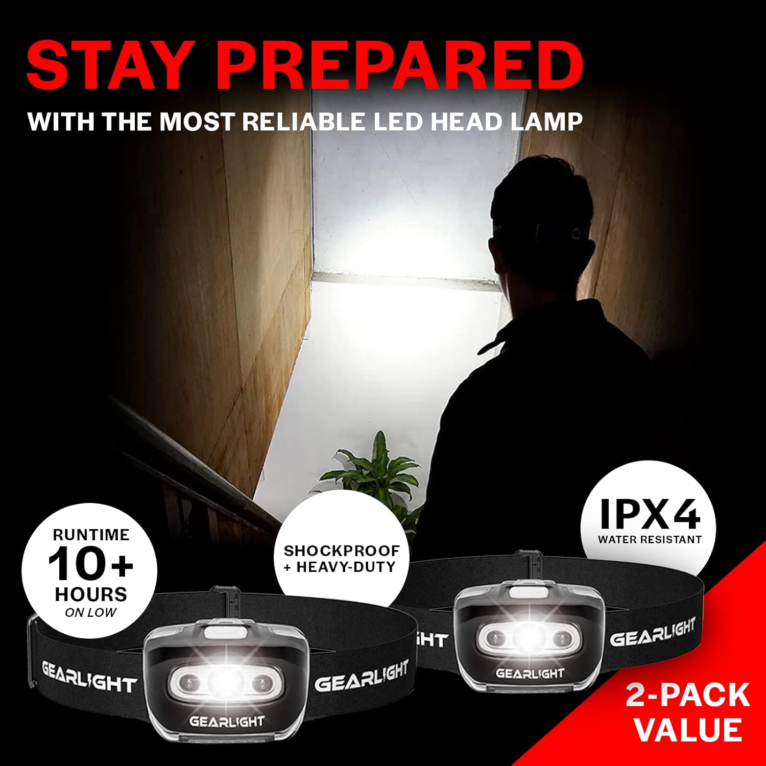 GearLight 2Pack LED Headlamp - Outdoor Camping Head Lamps - Image 8