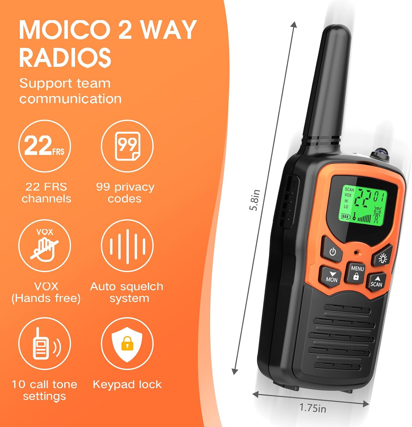 Walkie Talkies, MOICO Long Range Walkie Talkies - Image 7